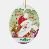 Niedlicher Godson, Santa, Deer & Prestige, Weihnac Keramik Ornament (Rechts)