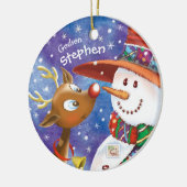 Niedlicher Godson, Snowman & Dei, Weihnachten Keramik Ornament (Links)
