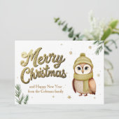 Niedlicher Gold Glitzer Frohe Weihnachtsschale Feiertagskarte (Stehend Vorderseite)