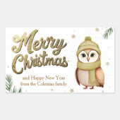 Niedlicher Gold Glitzer Frohe Weihnachtsschale Rechteckiger Aufkleber (Vorderseite)