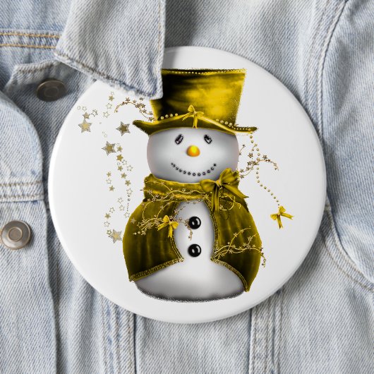 Niedlicher Gold Snowman Weihnachtsknopf Button (Beispiel)