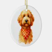 Niedlicher Golden Doodle Hund Keramik Ornament (Rechts)