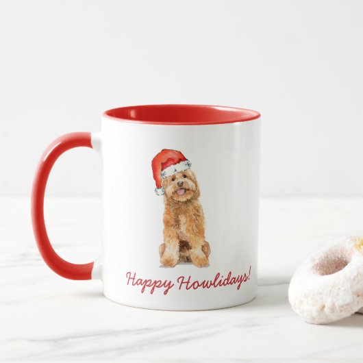 Niedlicher Golden Doodle Hundeschlitten Tasse (Mit Donut)
