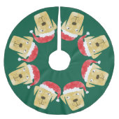 Niedlicher Golden Labrador Retriever Hund in Weihn Polyester Weihnachtsbaumdecke (Vorderseite)