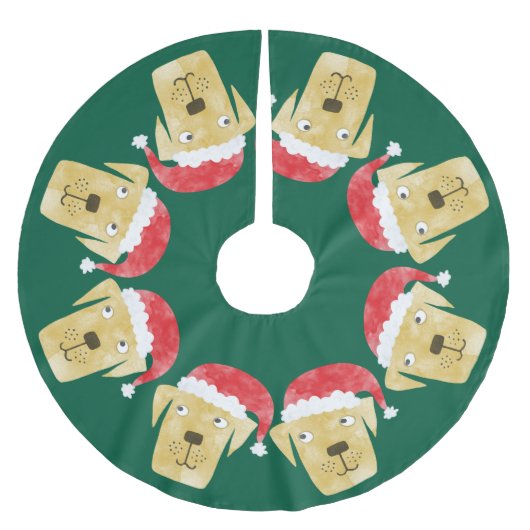 Niedlicher Golden Labrador Retriever Hund in Weihn Polyester Weihnachtsbaumdecke (Vorderseite)