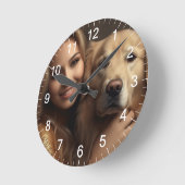 Niedlicher Golden Retriever Beste Hunde-Mama je Ma Runde Wanduhr (Winkel)