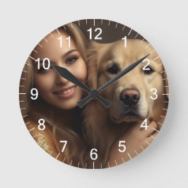 Niedlicher Golden Retriever Beste Hunde-Mama je Ma Runde Wanduhr