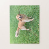 Niedlicher Golden Retriever Hund fotografiert Grün Puzzle (Vertikal)