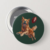 Niedlicher Golden Retriever Hund Fußball spielen Button (Vorne & Hinten)
