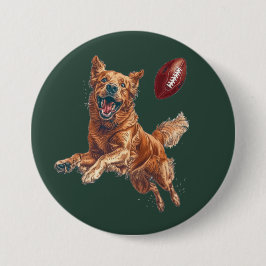 Niedlicher Golden Retriever Hund Fußball spielen Button