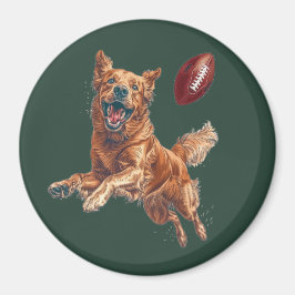 Niedlicher Golden Retriever Hund Fußball spielen Magnet
