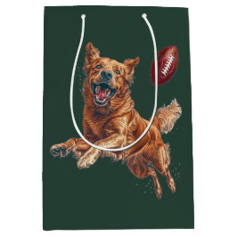 Niedlicher Golden Retriever Hund Fußball spielen Mittlere Geschenktüte