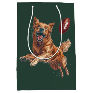Niedlicher Golden Retriever Hund Fußball spielen Mittlere Geschenktüte