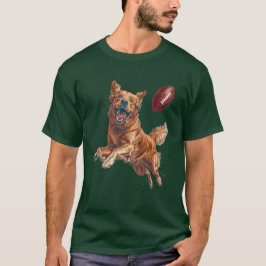 Niedlicher Golden Retriever Hund Fußball spielen T-Shirt