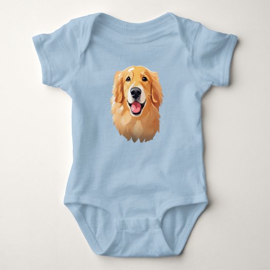 Niedlicher Golden Retriever Hund Happy Face Expres Baby Strampler (Vorderseite)