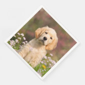 Niedlicher Golden Retriever Hund Welpe Face Animal Serviette (Ecke)