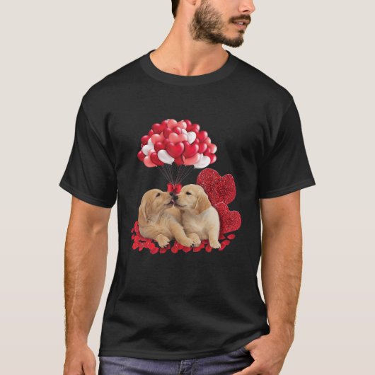 Niedlicher Golden Retriever Valentinstag Hund L T-Shirt (Vorderseite)