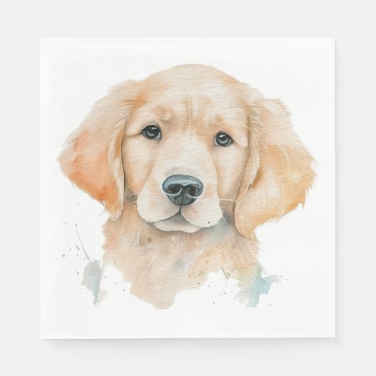Niedlicher Golden Retriever Watercolor Welpenhund Serviette (Vorderseite)