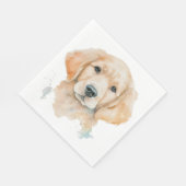 Niedlicher Golden Retriever Watercolor Welpenhund Serviette (Ecke)