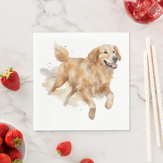 Niedlicher Golden Retriever Watercolor Welpenhund Serviette (Beispiel)
