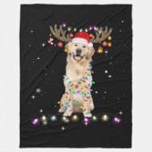 Niedlicher Golden Retriever Weihnachtsbeleuchtung Fleecedecke (Vorderseite)