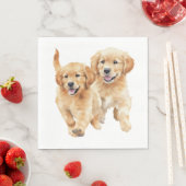 Niedlicher Golden Retriever Welpen Wasserfarbiger  Serviette (Beispiel)