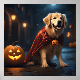 Niedlicher Golden Retriever Welpenhund Halloween N Poster