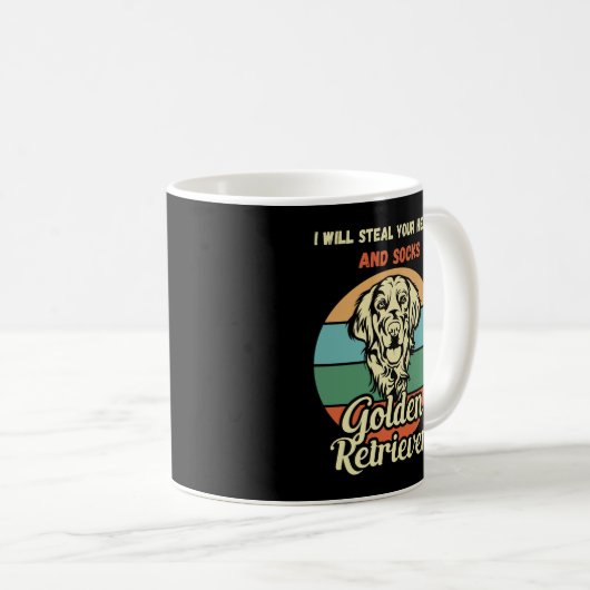 Niedlicher Golden Retriver. Herz gestohlen Hund. F Kaffeetasse (VorderseiteRechts)