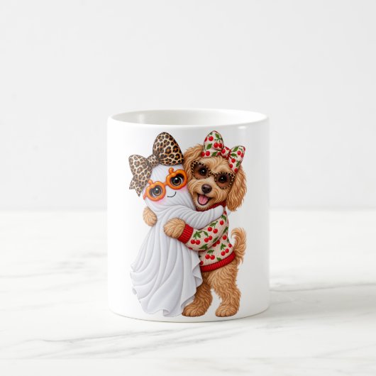 Niedlicher Goldendoodle-Geist Halloween Herbst Kun Kaffeetasse (Mittel)
