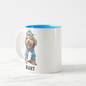 Niedlicher Goldendoodle-Hai Zweifarbige Tasse (Vorderseite Links)