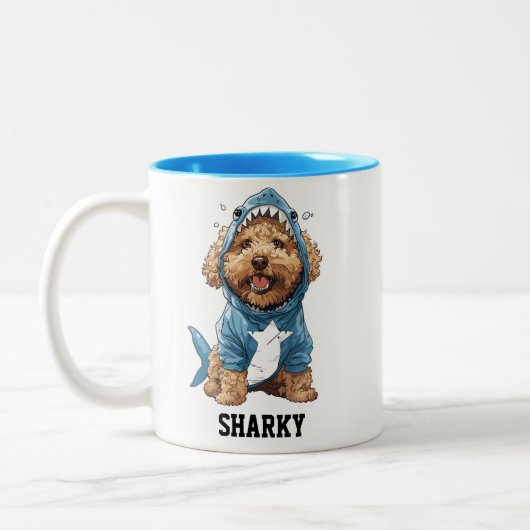 Niedlicher Goldendoodle-Hai Zweifarbige Tasse (Links)