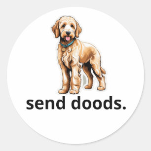 Niedlicher Goldendoodle-Hund "Doods senden" Runder Aufkleber