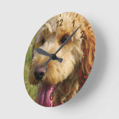 Niedlicher Goldendoodle Hund Runde Wanduhr (Winkel)