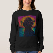 Niedlicher Goldendoodle-Sonnenuntergang Vintager R Sweatshirt (Vorderseite)