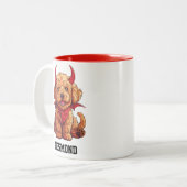 Niedlicher Goldendoodle-Teufel Zweifarbige Tasse (Vorderseite Links)