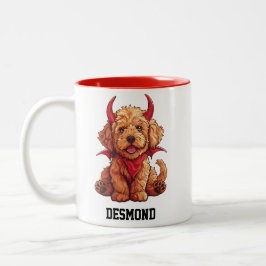 Niedlicher Goldendoodle-Teufel Zweifarbige Tasse