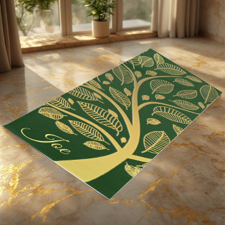 Niedlicher goldener Baum Grüne Foliage Elegant Yogamatte