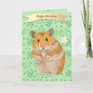 Niedlicher Goldener Hamster mit einer Blume Karte
