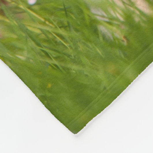 Niedlicher goldener Retriever-Hundewelpe, bequem Fleecedecke (Ecke)