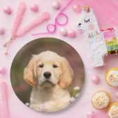 Niedlicher goldener Retriever-Hundewelpe, Pappteller (Party)