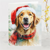 Niedlicher Goldener Retriever in einer Weihnachtsm Karte (Gelbe Blume)