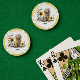 Niedlicher Goldener Retriever mit Sonnenblumen Pokerchips
