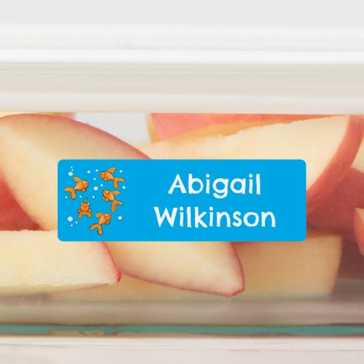 Niedlicher Goldfisch-Cartoon personalisiert Etiketten (Befestigt)