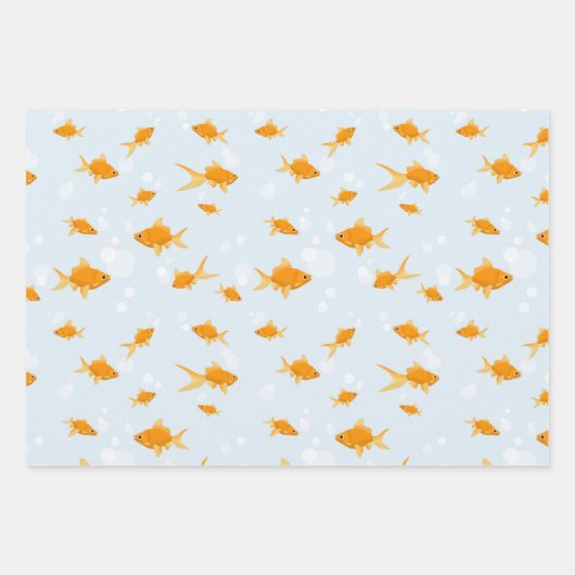 Niedlicher Goldfisch im Wasser schwimmen Geschenkpapier Set (Vorderseite)