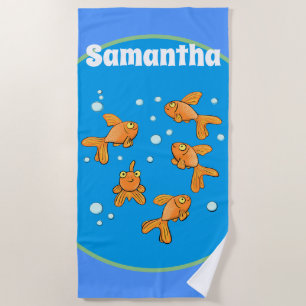Niedlicher Goldfisch mit Blasenmuster Cartoon Strandtuch