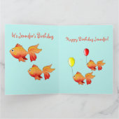 Niedlicher Goldfisch und Kuchentext Geburtstag Karte (Innenseite)