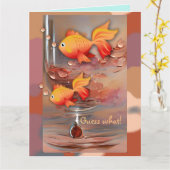 Niedlicher Goldfisch und Kuchentext Geburtstag Karte (Gelbe Blume)