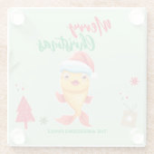 Niedlicher Goldfisch Weihnachten Weihnachtsfeierta Glasuntersetzer (Rückseite)