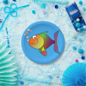 Niedlicher Goldfish auf See, hellblau Pappteller (Party)