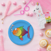 Niedlicher Goldfish auf See, hellblau Pappteller (Party)